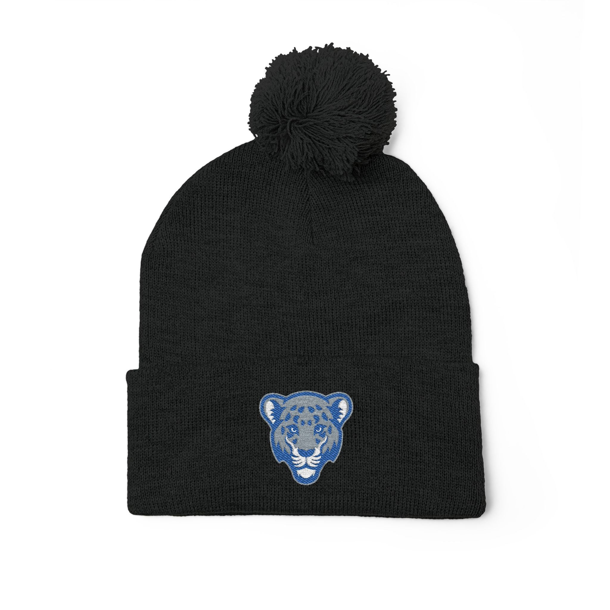 Cozy JMA Embroidered Pom-Pom Knit Cap