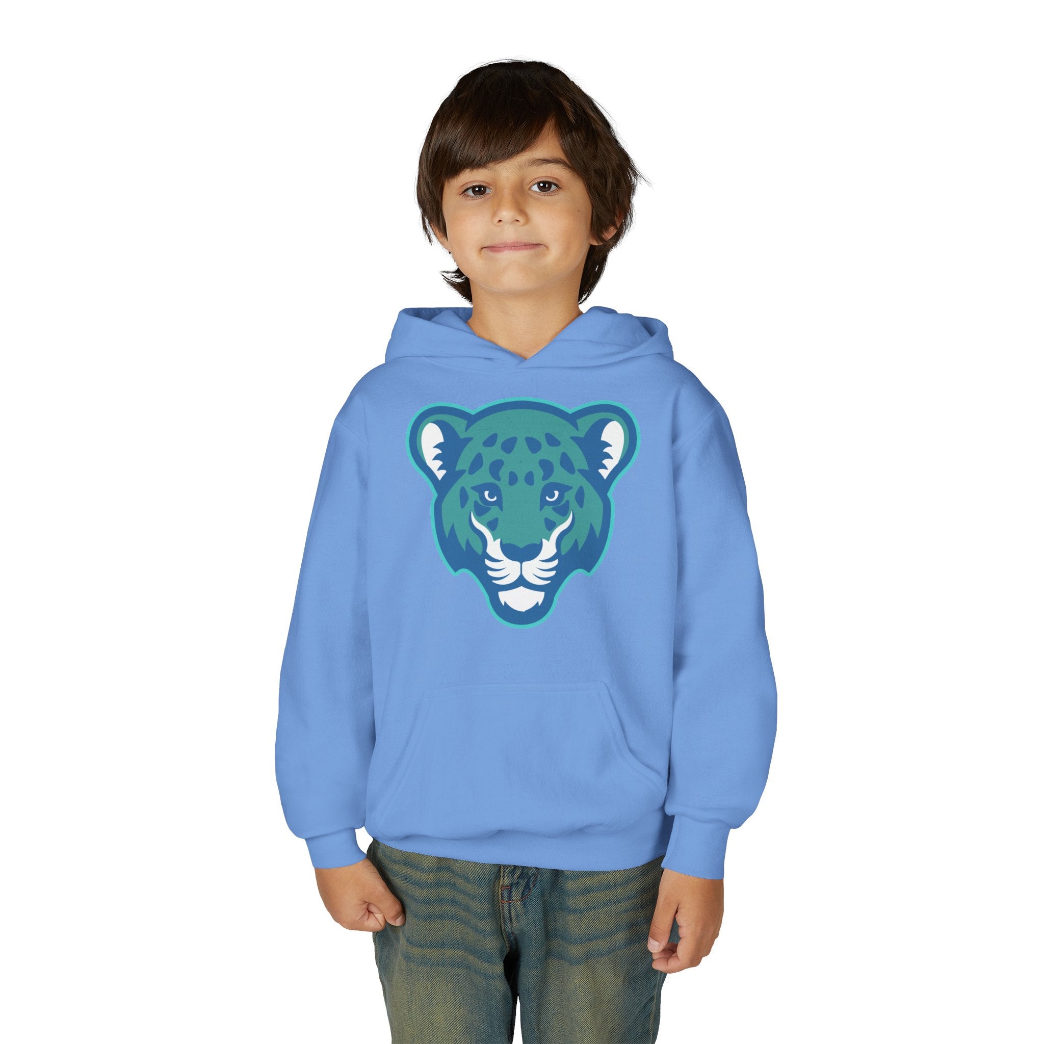 Youth Heavy Blend Hooded Sweatshirt - Cool Tiger Face Design