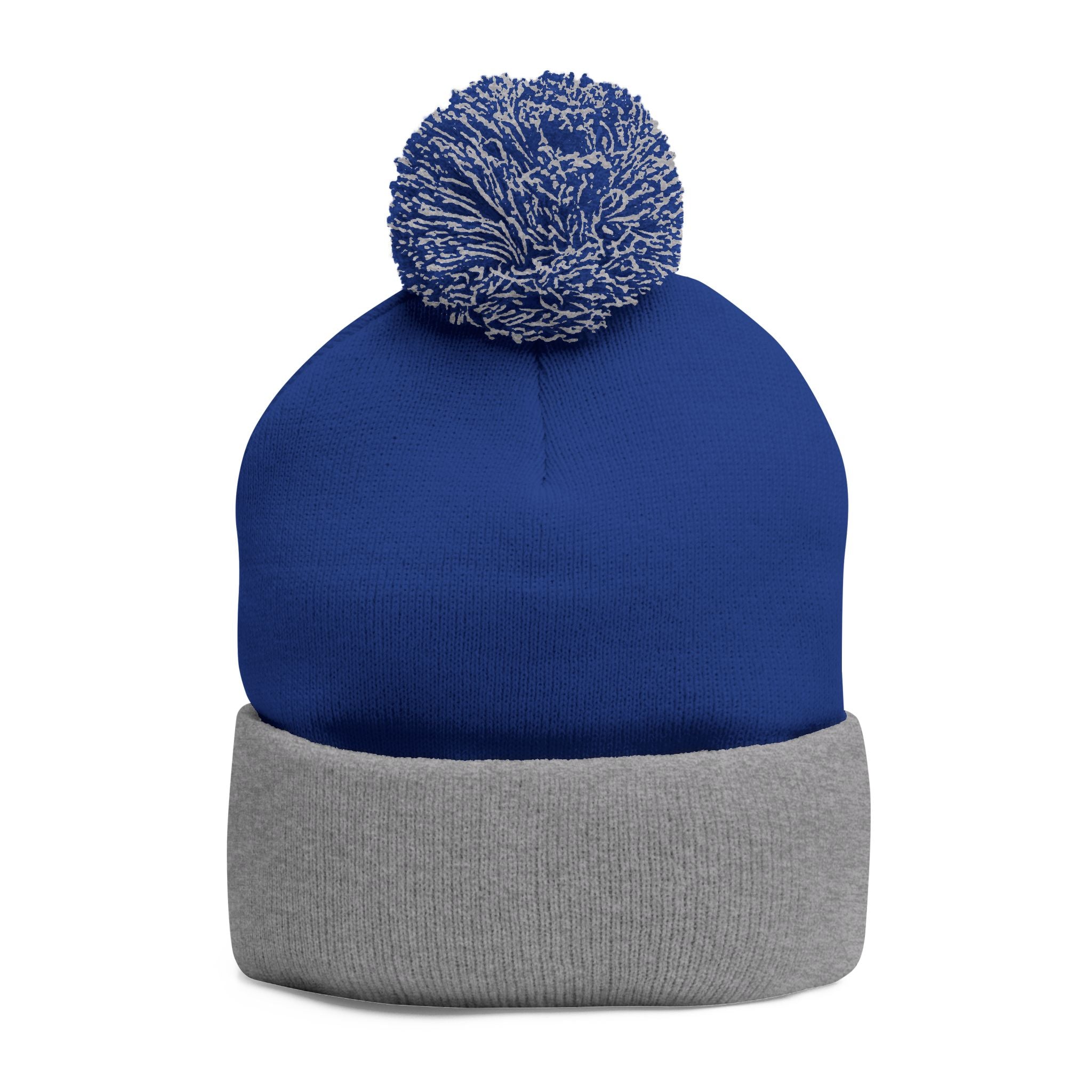 Cozy JMA Embroidered Pom-Pom Knit Cap