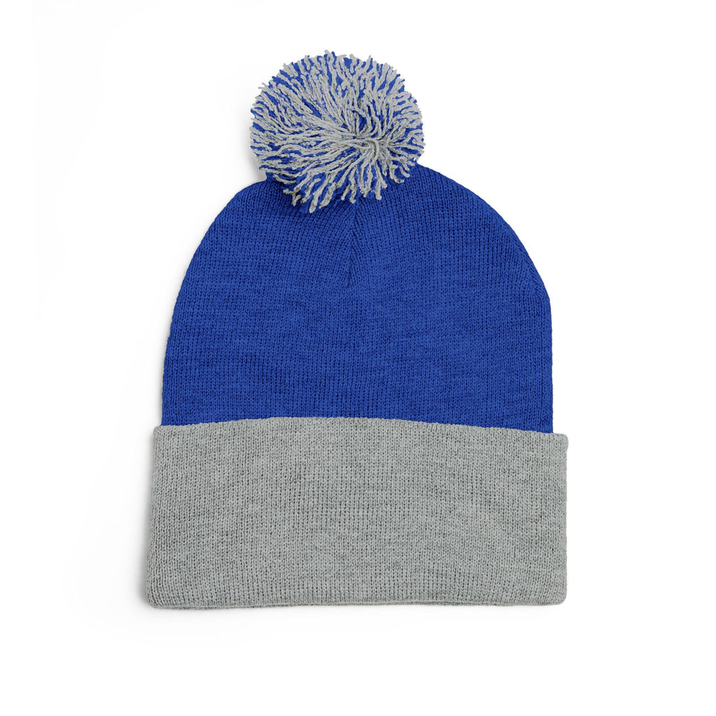 Cozy JMA Embroidered Pom-Pom Knit Cap