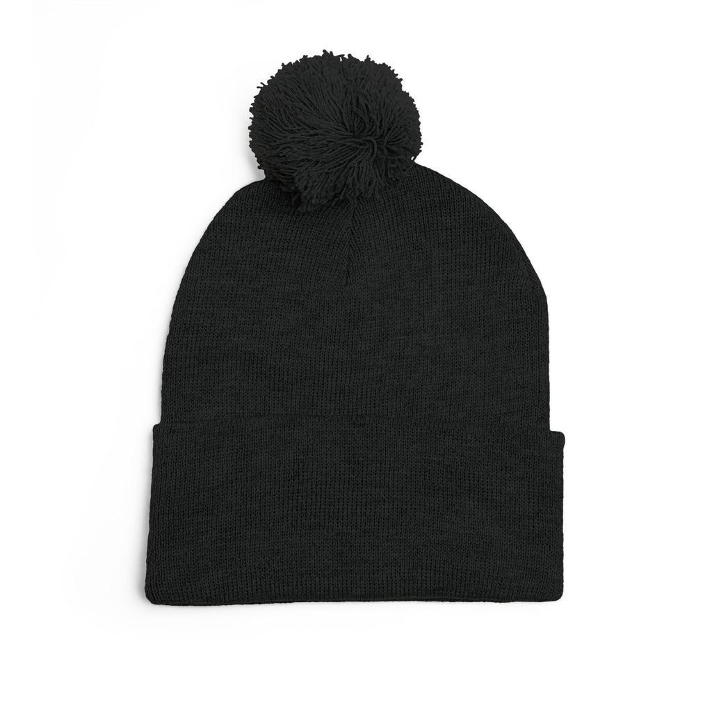 Cozy JMA Embroidered Pom-Pom Knit Cap