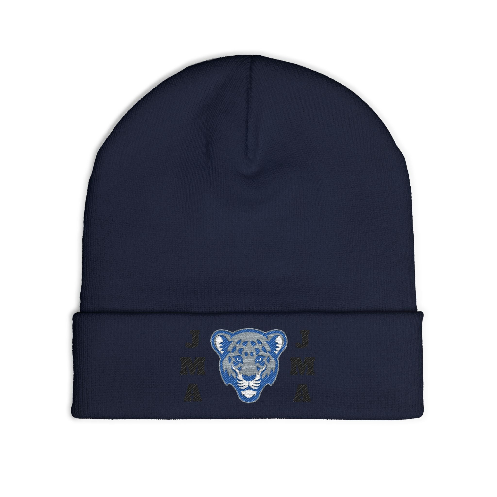 Embroidered Jaguar Knit Beanie for Cozy Style