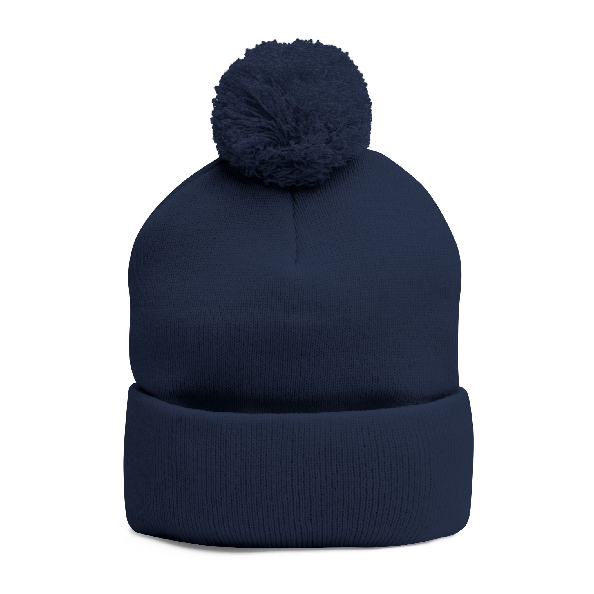Cozy JMA Embroidered Pom-Pom Knit Cap
