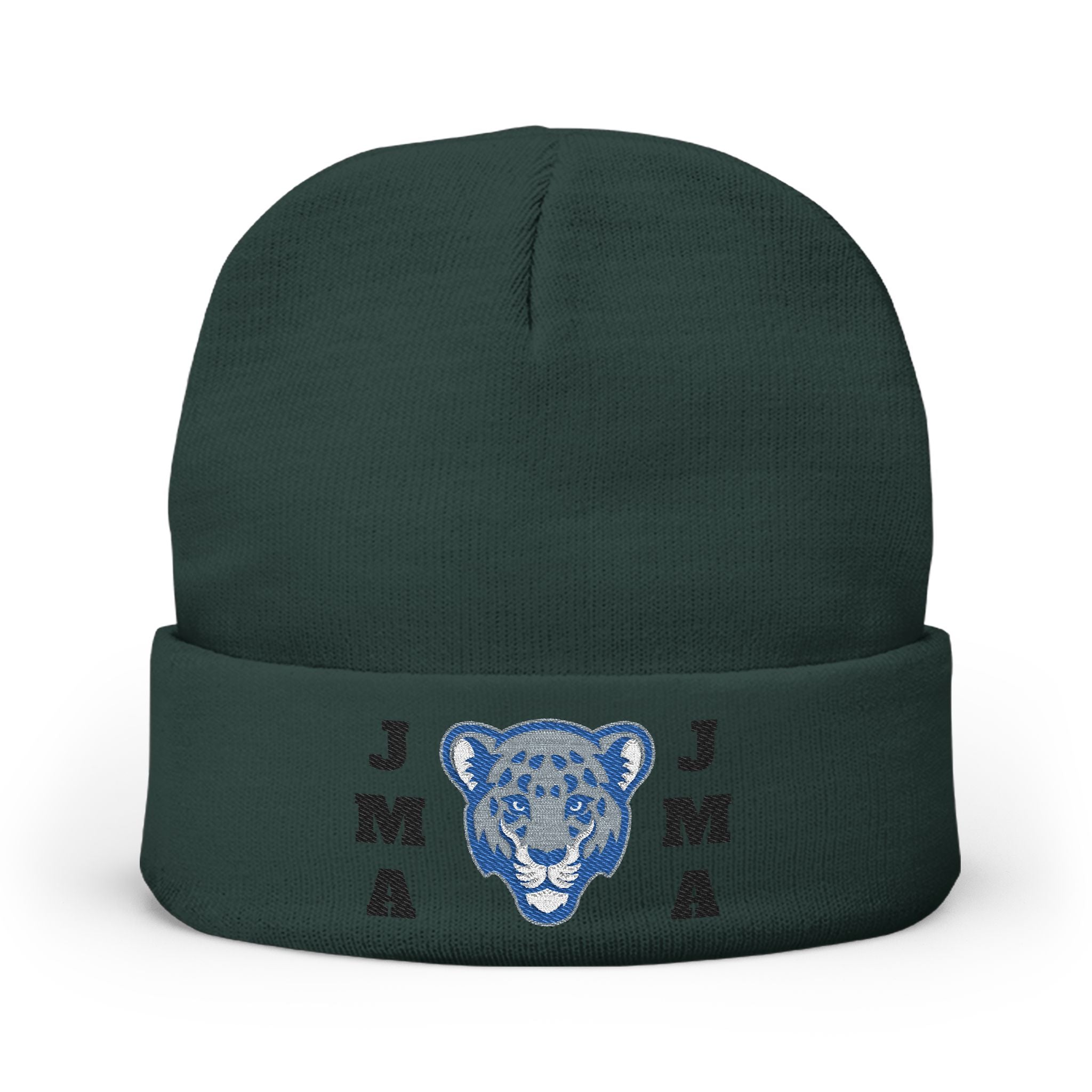 Embroidered Jaguar Knit Beanie for Cozy Style